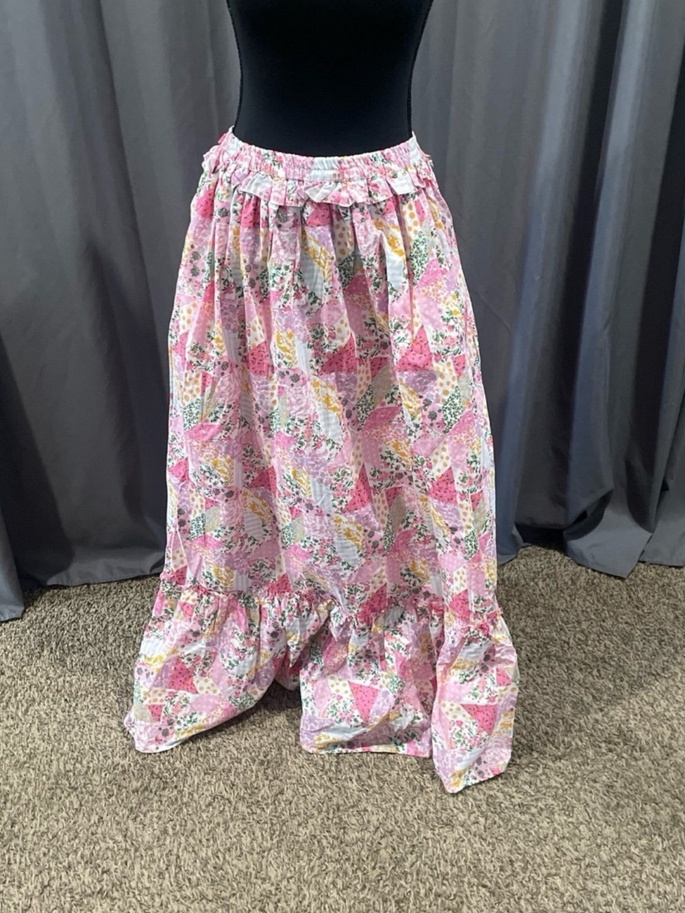 Simply southern NWT Ophelia, patchwork, floral maxi skirt with ruffle, medium